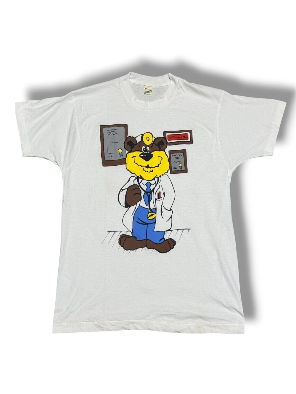 Vintage 80s Screen Stars Bear Doctor T Shirt XL Single Stitch USA Made
